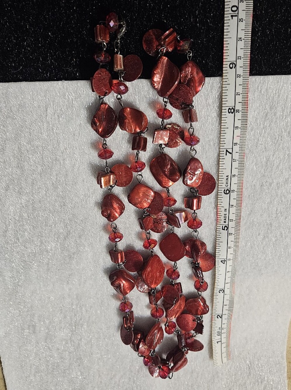 Red Multi-Strand Shell Bead Necklace – Women’s Fashion Jewelry